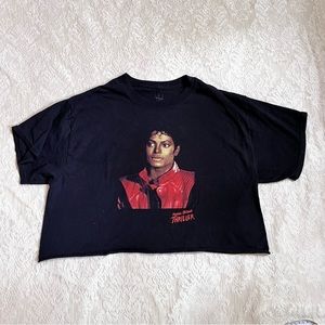 Michael Jackson Thriller cropped graphic short sleeve tee